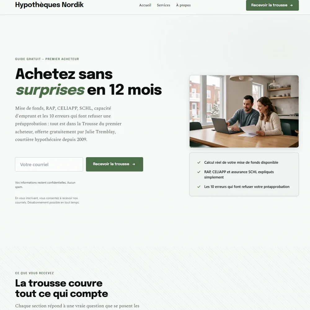 Une page de funnel générée par le Funnel Builder IA de Capturia.